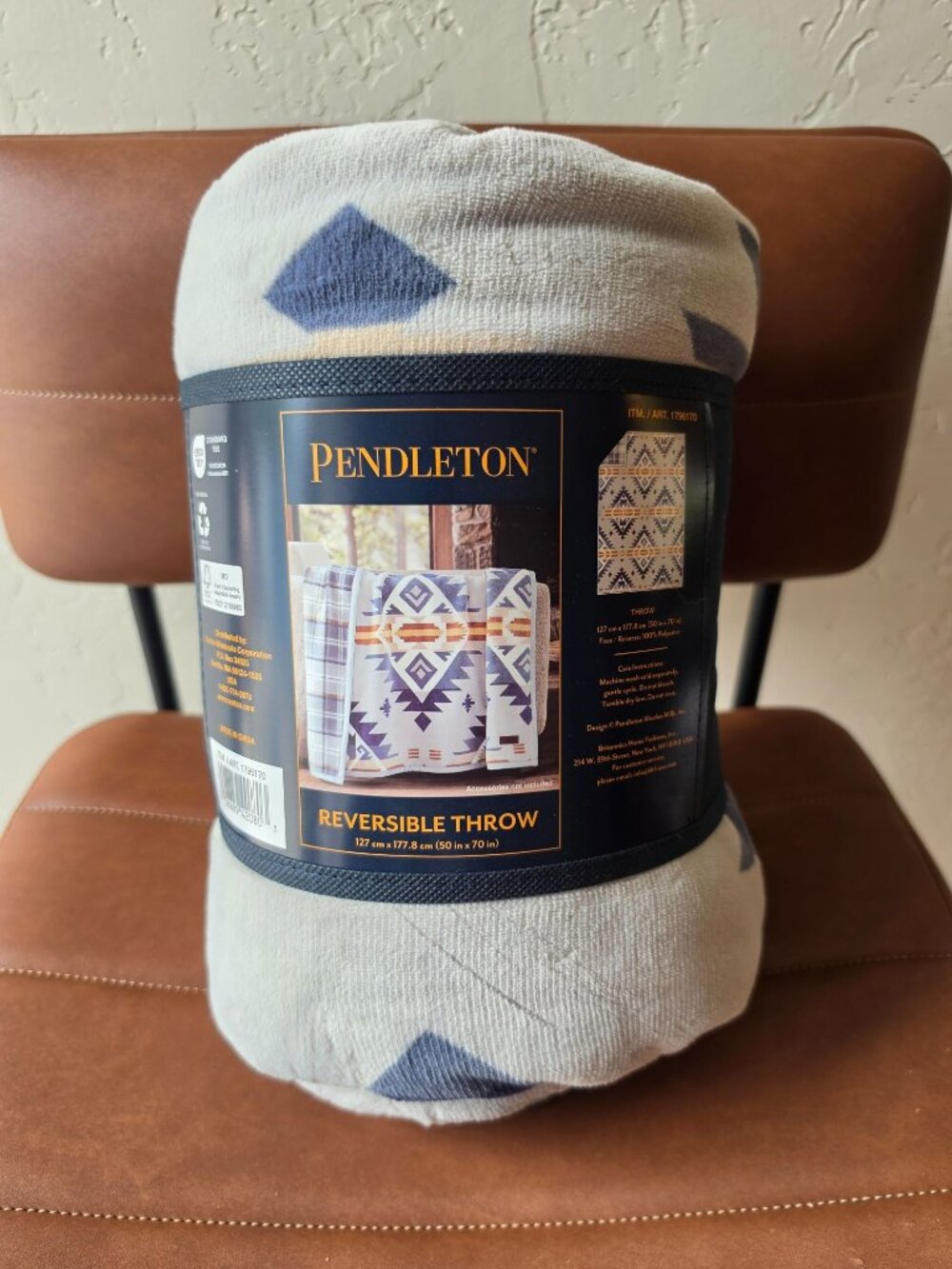 Pendleton Reversible Throw Blanket 50" x 70" Southwestern Design 100% Polyester